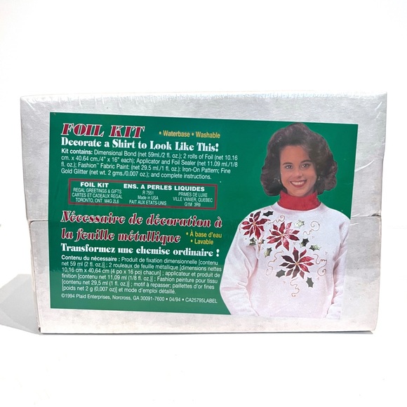 Vintage Ugly Christmas Sweater Foil Decoration Kit Holiday Craft DIY Holly Shiny - Picture 1 of 5